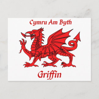 Cartão Postal Griffin Welsh Dragon
