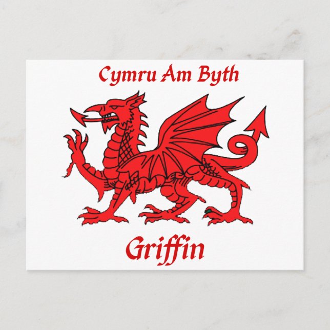 Cartão Postal Griffin Welsh Dragon (Frente)