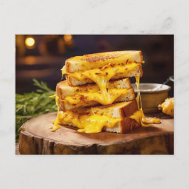 Cartão Postal Grilled Cheese Sandwich, layers of melted cheese b