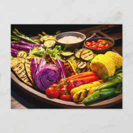 Cartão Postal Grilled Vegetable. Array of beautifully charred ve