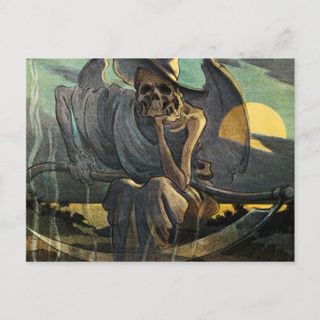 Cartão Postal Grim Reaper aguarda com Scythe (Frente)