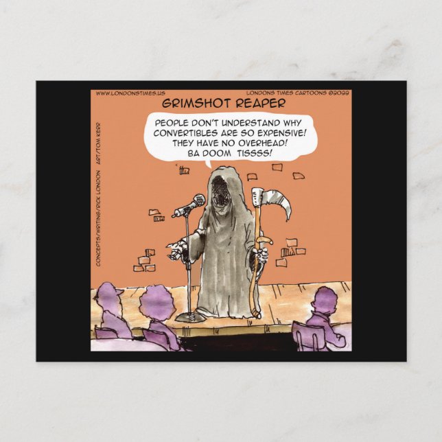 Cartão Postal Grimshot Reaper Grim Reaper Standup Comic Funny (Frente)