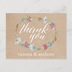 Cartão Postal Grinalda do Wildflower em obrigados do casamento