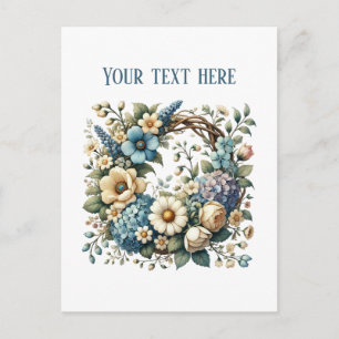 Cartão Postal Grinalda floral elegante personalizável