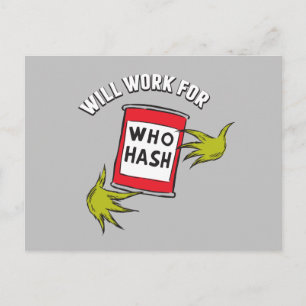 Cartão Postal Grinch Clássico Trabalhará por Quem Hash Quote