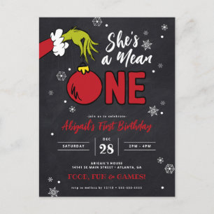 Cartão Postal Grinch Ela é Má para Aniversário de 1 Ano