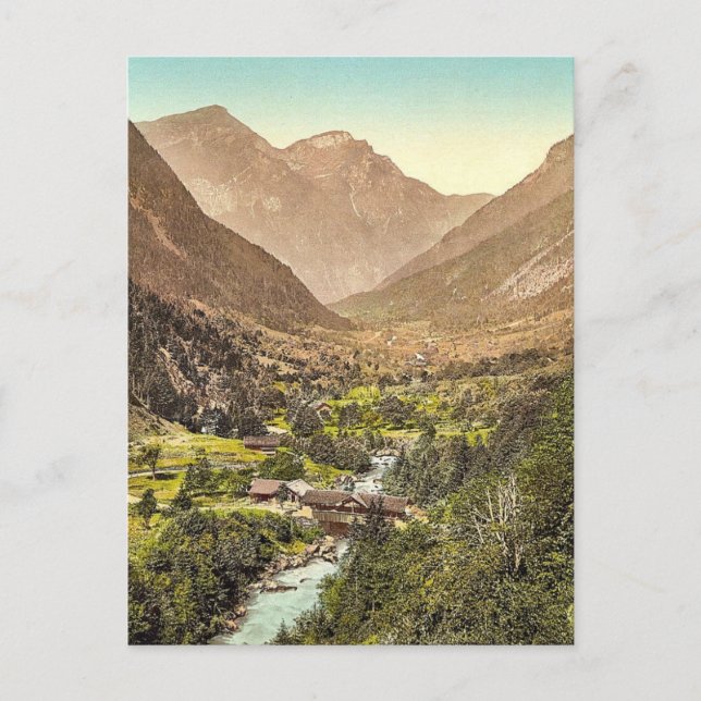 Cartão Postal Grindelwald, estrada de Zwiellutschine, Bernese Ob (Frente)