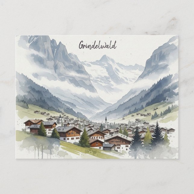 Cartão Postal Grindelwald Viagem de Suiça (Frente)