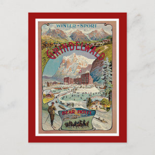 Cartão Postal Grindelwald Winter-Sports Viagens vintage