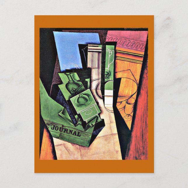 Cartão Postal Gris - Café da manhã, pintura famosa, (Frente)