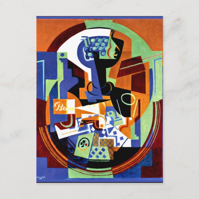 Cartão Postal Gris - Fruta e placas de jogar (Frente)