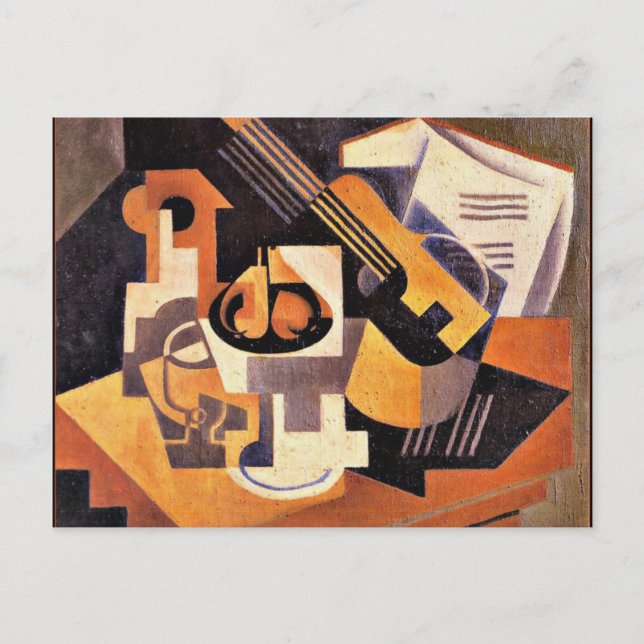 Cartão Postal Gris - Tiro de guitarra e Fruta numa Mesa (Frente)