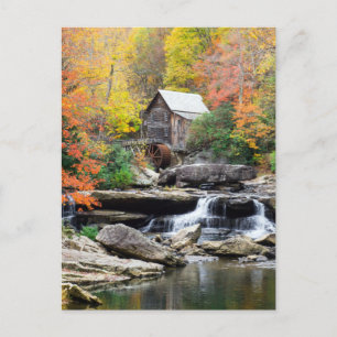 Cartão Postal Grist Mill Glade Creek West Virginia Waterfall,