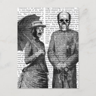 Cartão Postal Gritando Mulher e Caveira