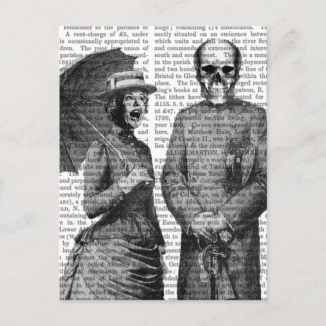 Cartão Postal Gritando Mulher e Caveira (Frente)