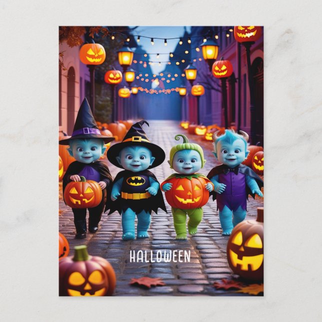 Cartão Postal Grito de Aliens ou Cena de Halloween dos Tratadore (Frente)