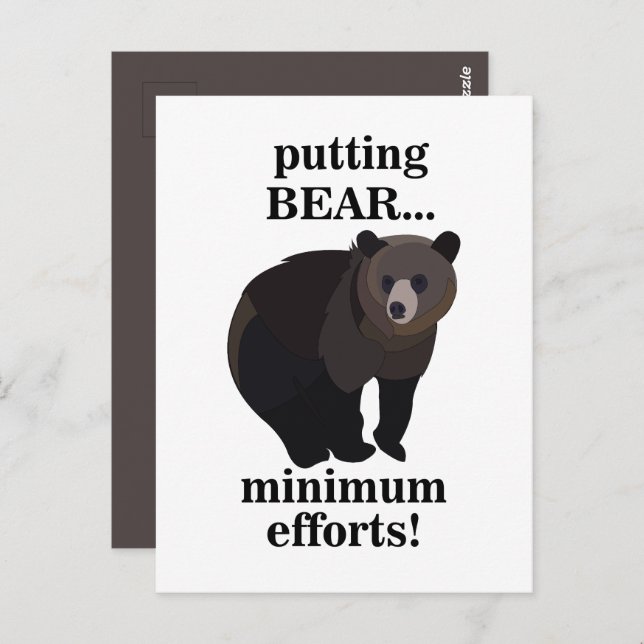 Cartão Postal Grizzly Bear Putting Bear Minimum Efforts Funny (Frente/Verso)