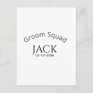 Cartão Postal Groom squad name date year bold letter bachelorett
