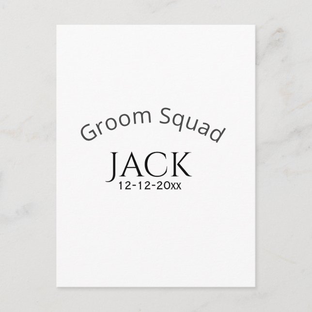 Cartão Postal Groom squad name date year bold letter bachelorett (Frente)