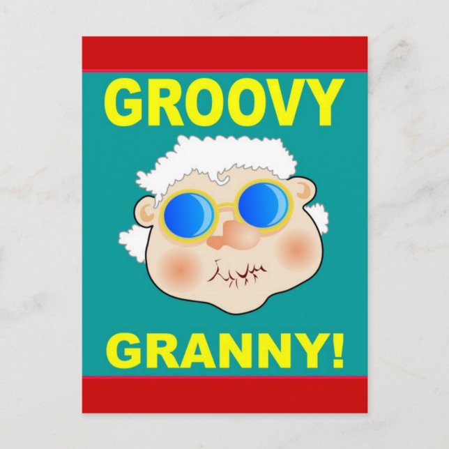 Cartão Postal Groovey Granny Cartoon (Frente)