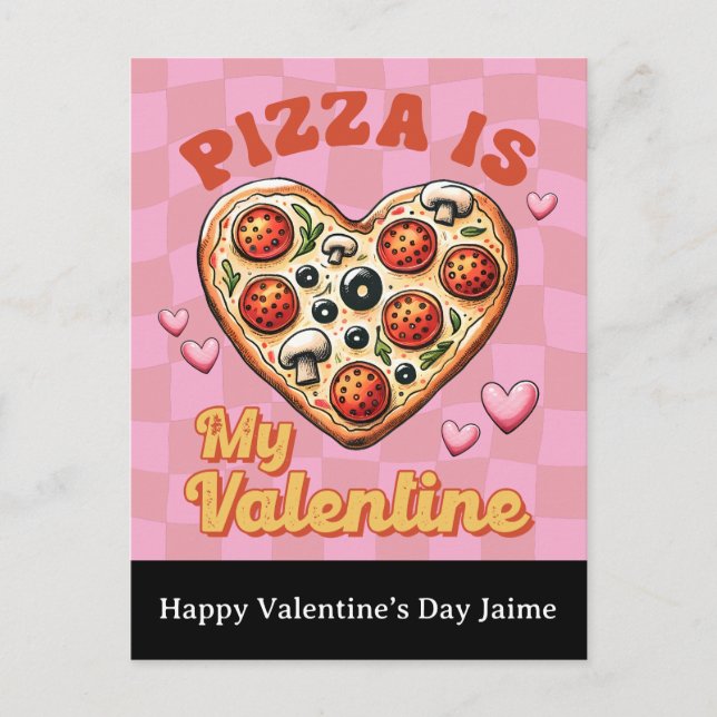 Cartão Postal Groovy Cheese Pizza My Valentines Day Postcard (Frente)