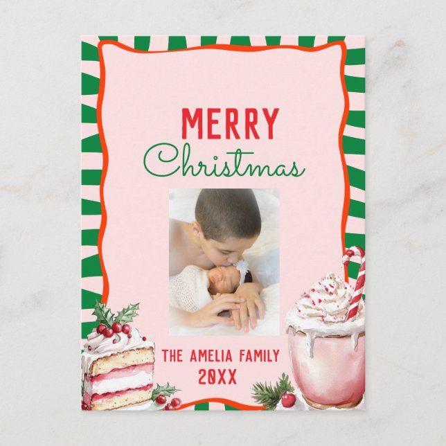 Cartão Postal Groovy Christmas Sweet Treats Photo  (Frente)