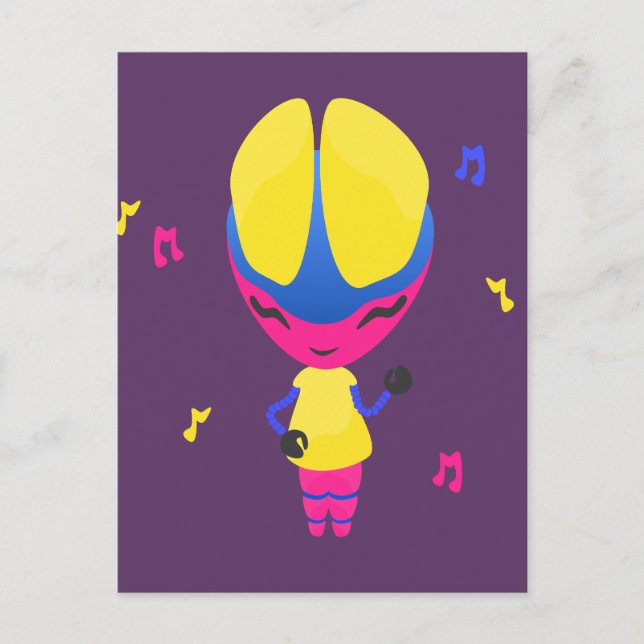 Cartão Postal Groovy CMYK Robot (Frente)