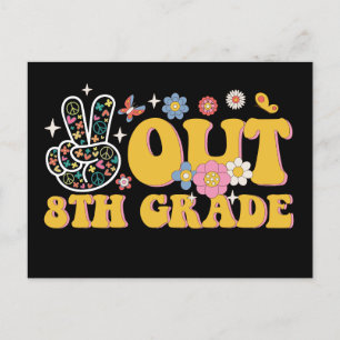 Cartão Postal Groovy do 8º ano do Peace Out no último dia da esc