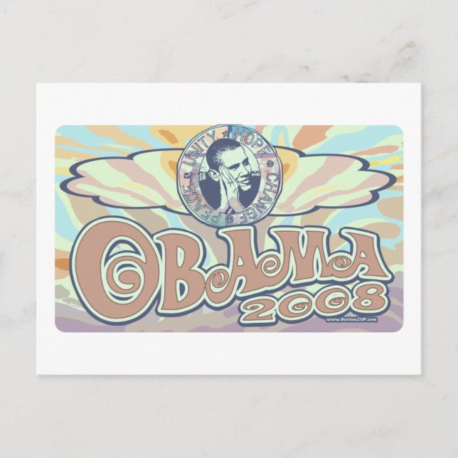 Cartão Postal Groovy Obama 2008 Gear (Frente)