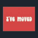 Cartão Postal Groovy Retro Brilhante Vermelho Eu movi novo ender<br><div class="desc">Moderno,  mudei o novo cartão postal de lançamento móvel em vermelho brilhante</div>