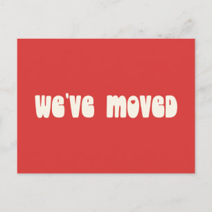 Cartão Postal Groovy Retro Vermelho Brilhante Mod Mudou Novo End