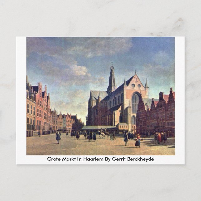 Cartão Postal Grote Markt In Haarlem Por Gerrit Berckheyde (Frente)