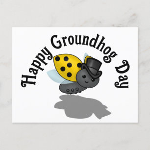 Cartão Postal Groundhog Day Ladybug T-Shirt