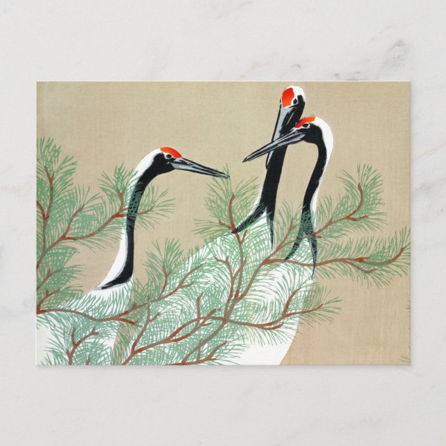 Cartão Postal Gruas de Momoyogusa -Kamisaka Sekka -Arte Antigo (Frente)