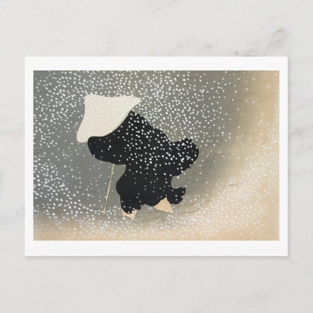 Cartão Postal Gruas de Momoyogusa por Kamisaka Sekka (Frente)