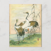 Gruas orientais pela água