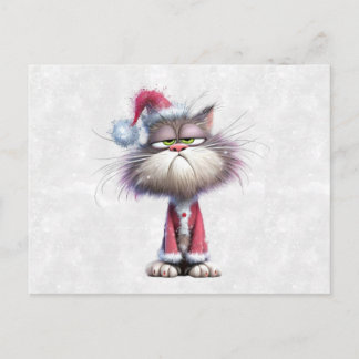 Cartão Postal Grumpy Christmas Kitten
