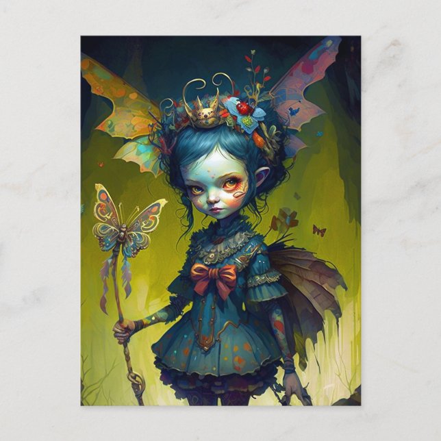Cartão Postal Grumpy Fairy Pixie Fantasy Art (Frente)