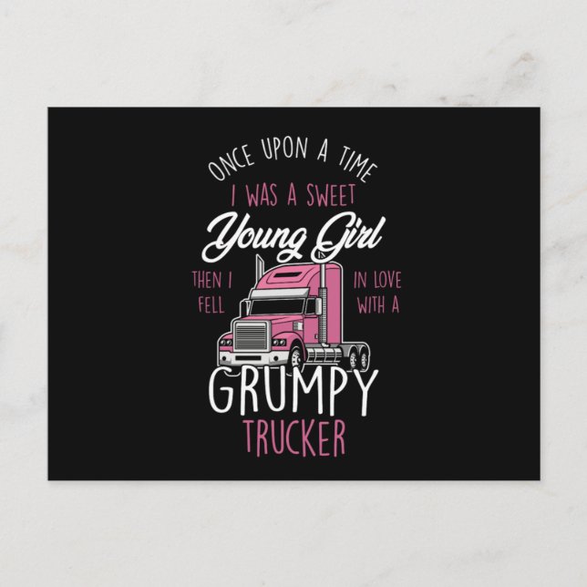 Cartão Postal Grumpy Trucker Girl Truck Driver Women Once A Swee (Frente)