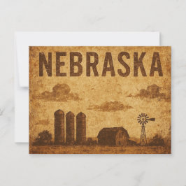 Cartão Postal Grunge Angustiado Nebraska