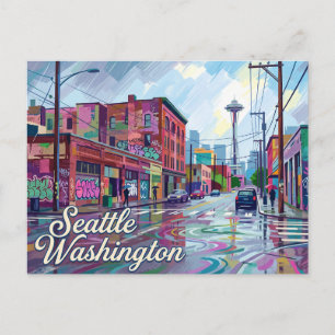 Cartão Postal Grunge Angustiado Seattle Washington