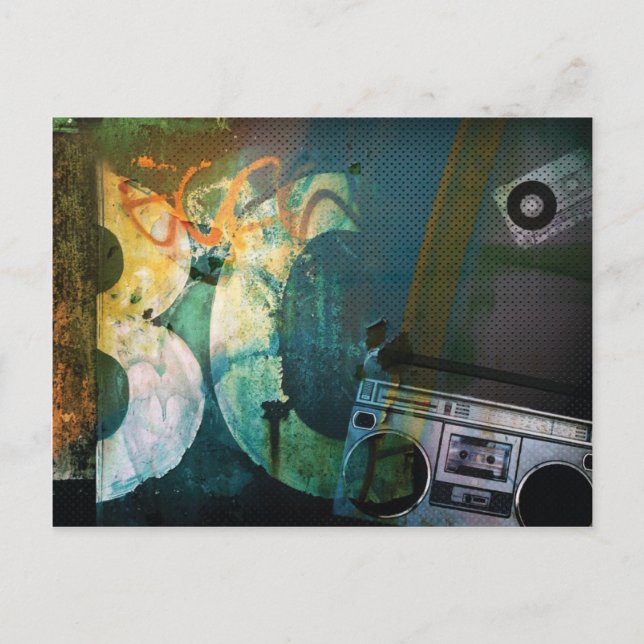 Cartão Postal Grunge Boombox (Frente)