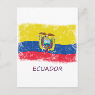 Cartão Postal Grunge Equador Flag