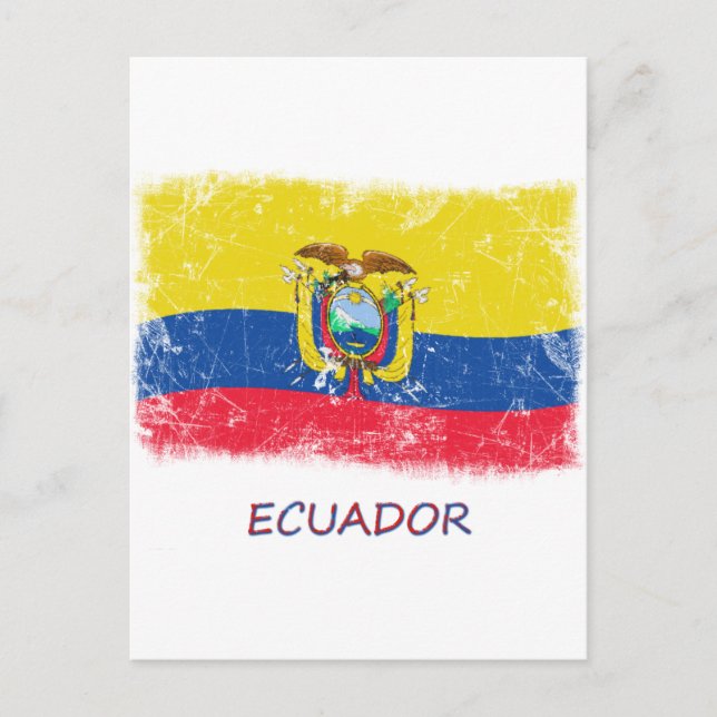 Cartão Postal Grunge Equador Flag (Frente)