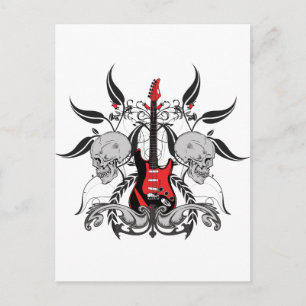 Cartão Postal Grunge Guitar e Caveira