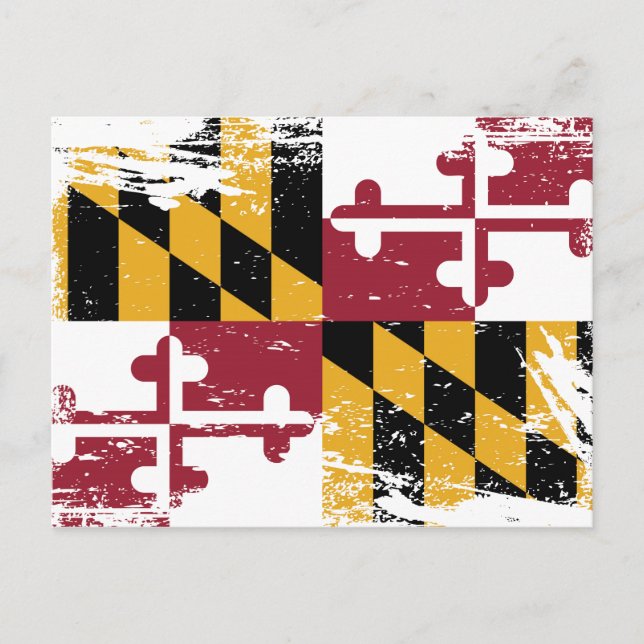 Cartão Postal Grunge Maryland Flag (Frente)