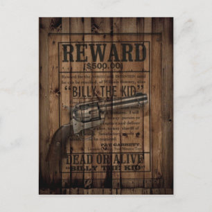 Cartão Postal grunge rustic western billy a criança recompensa a