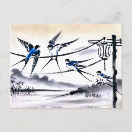 Cartão Postal Grupo de Coletas de Engordas em uma Linha de Energ