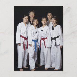 Cartão Postal Grupo de jogadores de artes marciais em pé e
