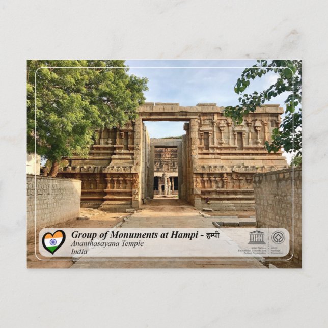 Cartão Postal Grupo de Monumentos em Hampi - Templo de Ananthasa (Frente)